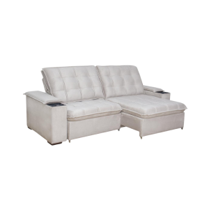 Sofá Arezzo Plus 2,55m com Porta-Copos e Pillow 15cm | WS Móveis