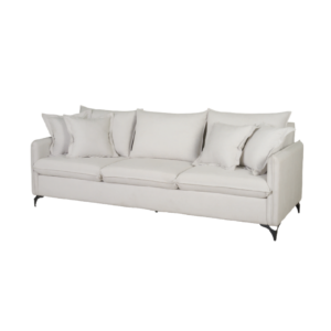 Sofá 3 Lugares com Pillow Top 15cm e Molas Ensacadas – Tecido Premium Off-White