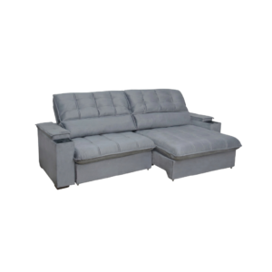 Sofá Retrátil e Reclinável Istambul com Porta-Copos – Pillow Top 20cm – Cinza