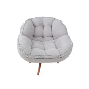 Poltrona Giratória Fofão – Tecido Bouclé Cinza com Pillowtop de 15cm