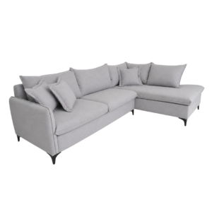 Sofá de Canto Bruxelas 2,80x1,90m Linho Cinza Duplo Molejo | WS Móveis