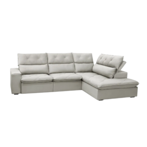 Sofá de Canto Retrátil e Reclinável Bahamas Linho Off White | WS Móveis